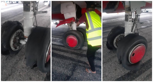 Air flight Grounded As Four Tyres Burst During Takeoff